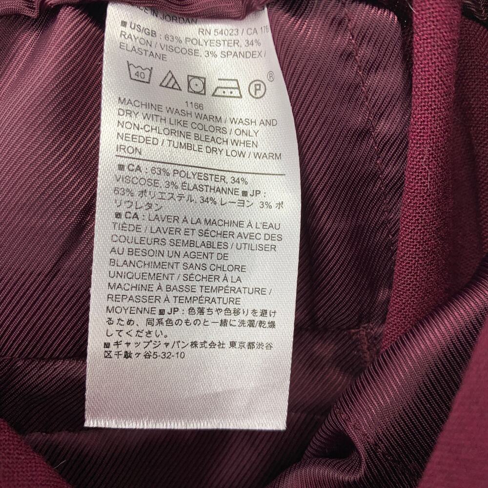 Banana Republic Factory Hayden Pants Womens Size 2 Maroon Burgundy Elastic Back - Picture 6 of 6